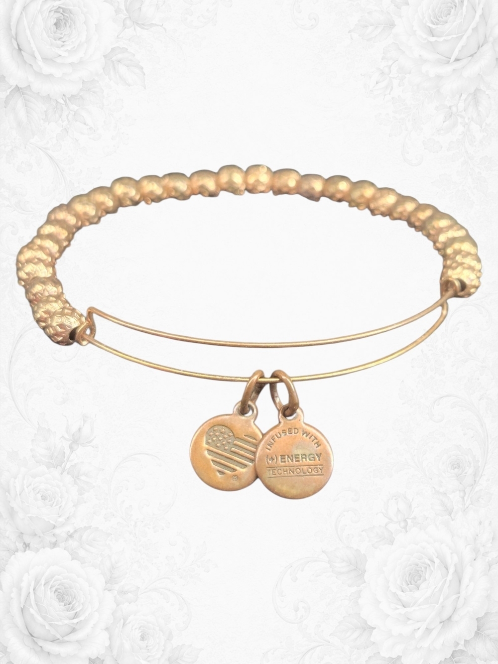 Alex and Ani Gold Beaded Expandable Energy Charm Bracelet